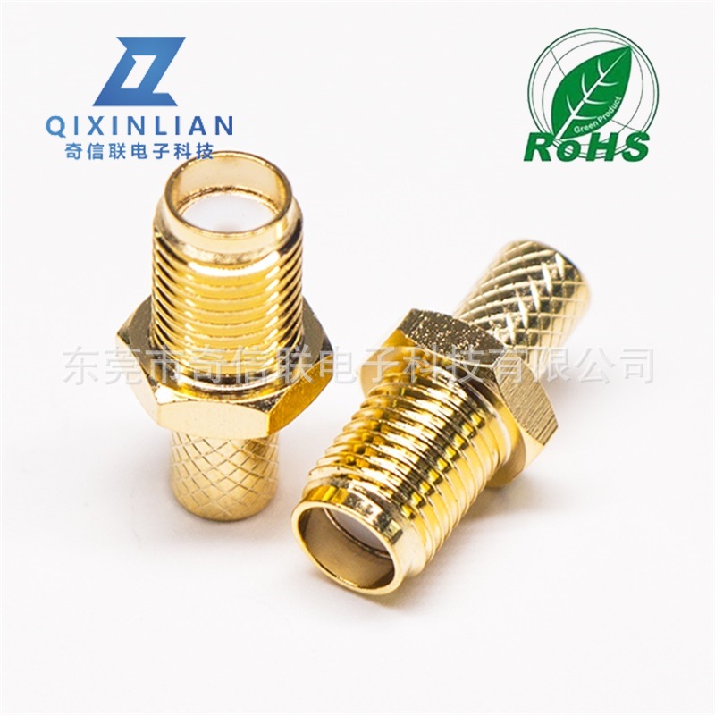 压接式SMA母座 接线RG58同轴线缆 50欧姆削边SMA镀金射频连接器