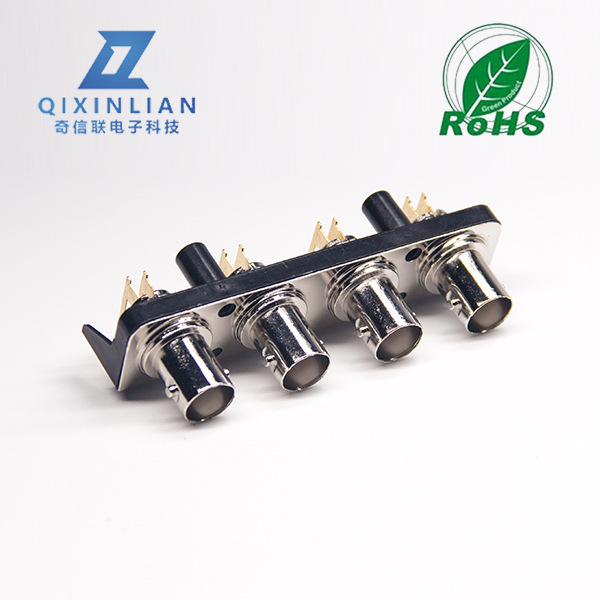 BNC1*4/2*4/4*4视频光端机母座接口 BNC鱼叉针镀金弯头焊板连接器
