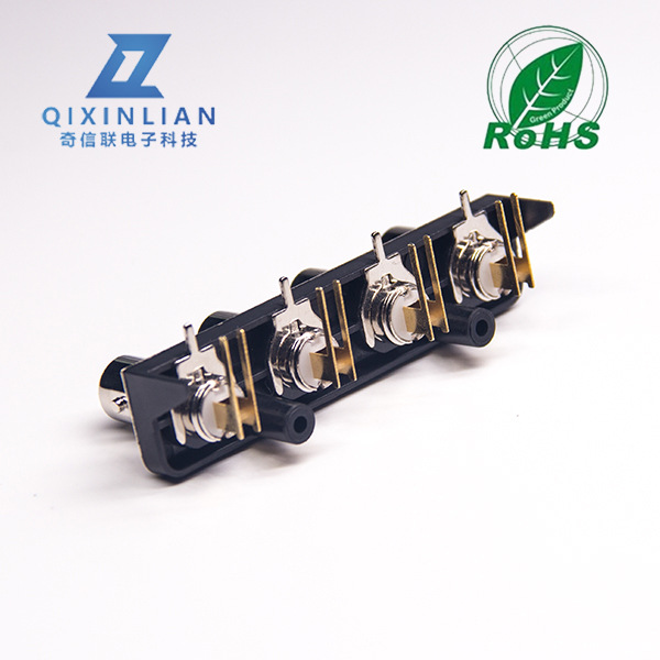 BNC1*4/2*4/4*4视频光端机母座接口 BNC鱼叉针镀金弯头焊板连接器