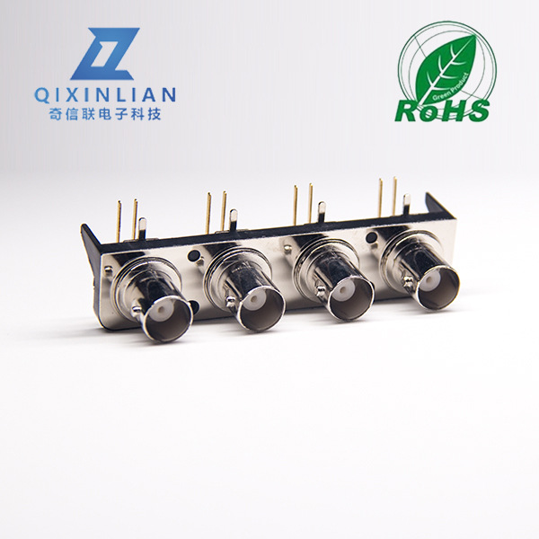 BNC1*4/2*4/4*4视频光端机母座接口 BNC鱼叉针镀金弯头焊板连接器