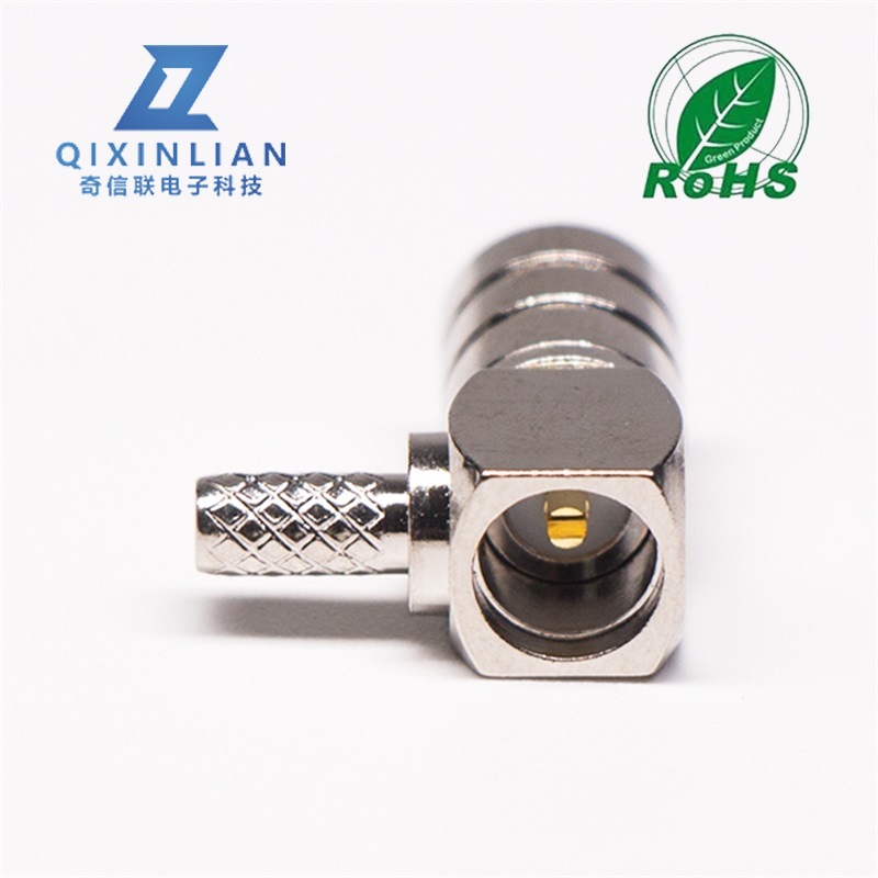 SMB射频连接器 弯头压接RG316/174信号馈线 推拉自锁SMB汽车母座