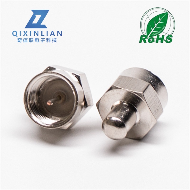 全铜F头公头负载连接器 全铜镀镍0-3G内螺纹内针射频同轴负载插头
