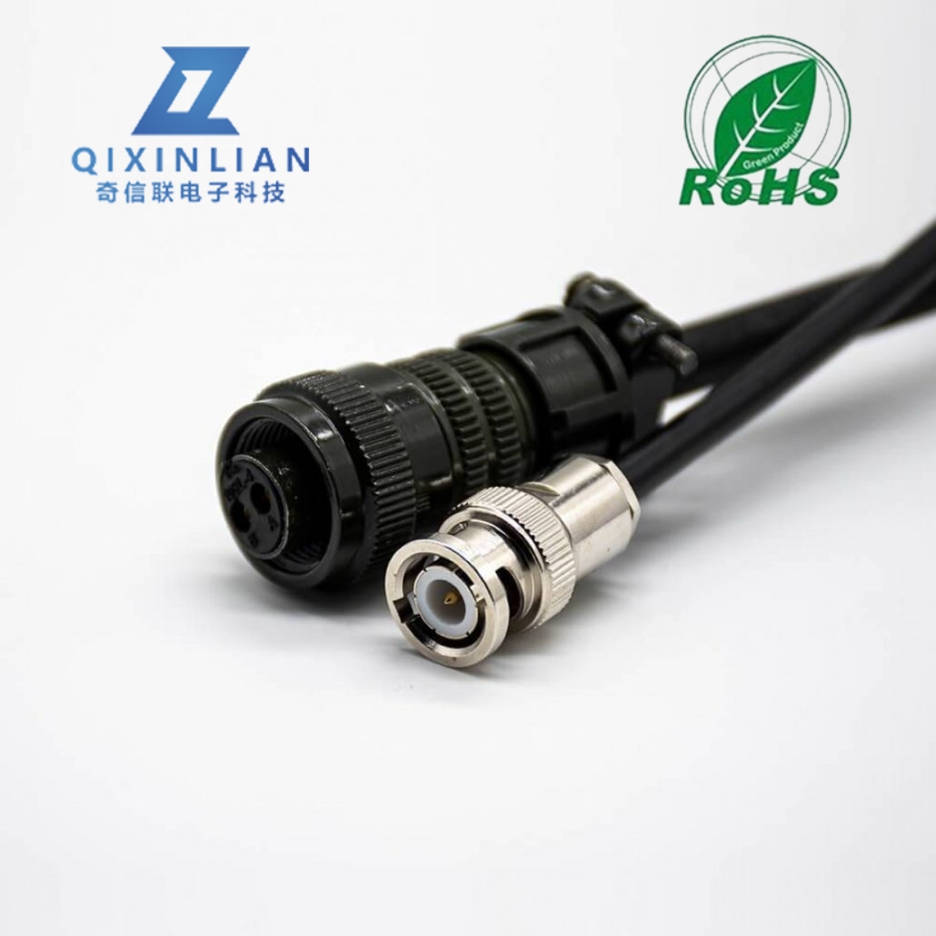 BNC接口公头转MS3106A1OSL-4S直式2芯母头接RG58线长100CM