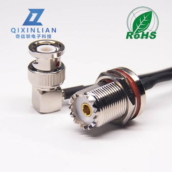 射频线UHF母头防水转弯式BNC公头接RG174线