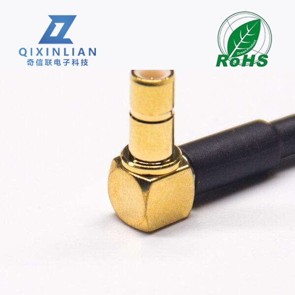 MCX接头同轴线弯式公头镀金转SMB弯式母头RF线接RG316