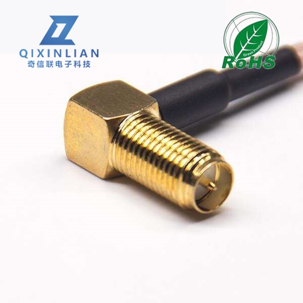 SMA射频线弯式反极母头镀金转MCX弯式母头接RG316线