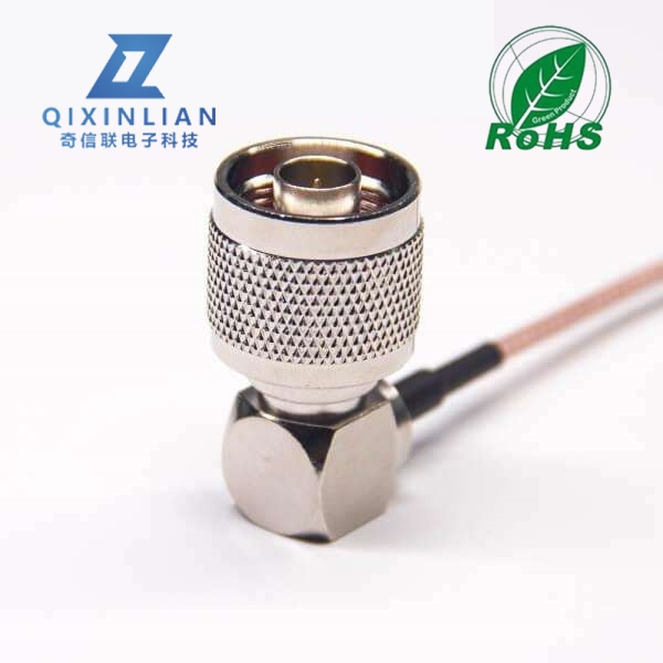 RF射频线材N型接头镀镍弯式公头转MCX弯式公头接RG316线