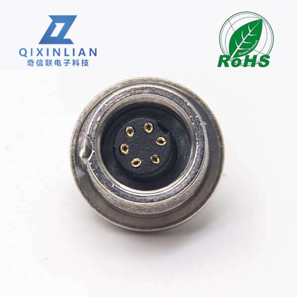 6芯防水连接器M9母头直式前锁穿墙面板安装